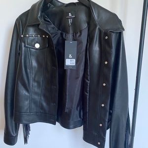 Faux leather tassel jacket
